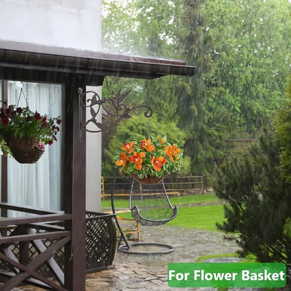 Plant Hanger Brackets Wall Mounted Cast Iron Metal Wrought Plants Hangers Hanging Decorative Hummingbird Hooks Holder for Indoor Outdoor Flower Basket Pot Planter, Bird Feeder, Wind Chimes Lantern