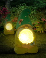 FREECUBE Solar Garden Gnomes Outdoor Statues Garden Decor for Outside Garden Gnome Statue Solar Garden Gnome Statue Waterproof Outdoor Patio Decor for Lawn Grden