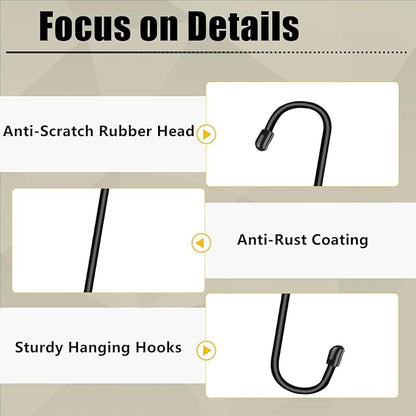 Dpyrrhic 6 Pack 14 Inch Black Extra Matel Heavy Duty Hook for Hanging Plants,Large S Hooks for Hang Brsket,Bird House,Clothes,Kitchenware,Garden,Patio