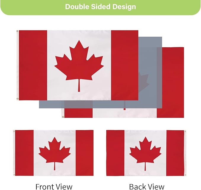 Evergreen Canadian Flag 3x5 Outdoor Double Sided, Canada Flags for Outside with Grommets, 3-Ply Banners for Garden Patio, Indoor Flags for Wall Decor, Works with Standard Estate Flag Poles
