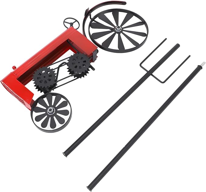 Farm Tractor Windmill,Tractor Wind Spinner Yard Ground Stake Statue Garden Windmill Decoration Lawn Floor Stakes Art Ornament for Outdoor Garden Yard Patio Decor (Red)