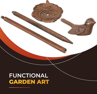 Carvers Olde Iron Decorative Garden Hose Guide Stake – 19" Solid Aluminum Heavy Duty Hose Protector for Landscaping, Flower Beds & Yard Edging - Bird
