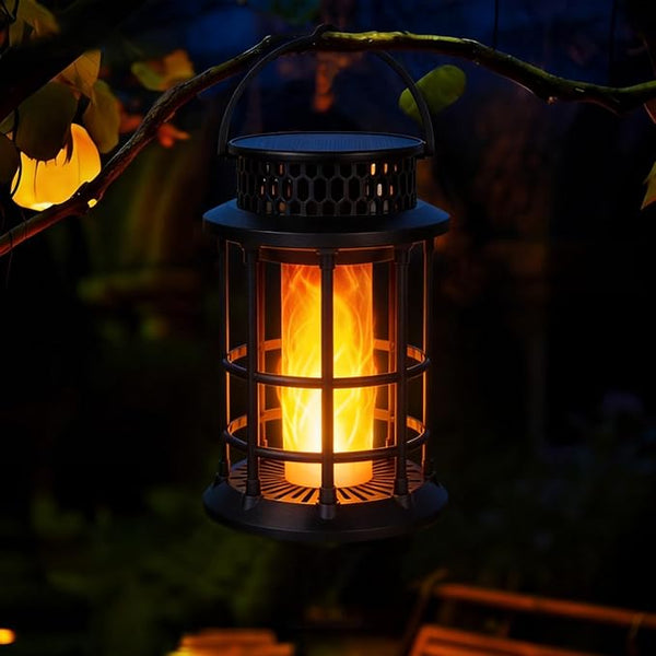 ELUTENG Solar Lantern Outdoor Waterproof Flickering Flame Hanging Lantern, 1200mAh Solar Torch Lights for Patio | Pathway | Yard | Outside Decor