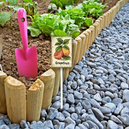 Uptell Vintage Aluminum Grapefruit Fruit Signs Yard Sign with Stake for Garden Fruit Garden Label Stakes Plant Markers for Outdoor Plants Waterproof 7x8.8 inch