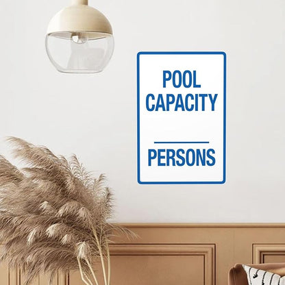 Retro Aluminum Warning Sign, Pool Capacity Sign, Vintage Style, 8 X 12 Inches