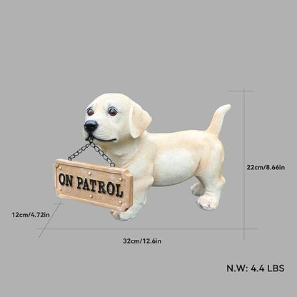 Outdoor Labrador Dog Statue with Interchangeable Welcome Sign and Detachable Solar Lantern –LED Light Garden Dog Sculpture Décor, Cute Puppy Design for Yard, Porch, Gift