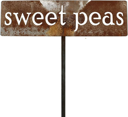 Classic Metal Garden Markers 19 Inches Tall (sweet peas, Naturally Rusted)