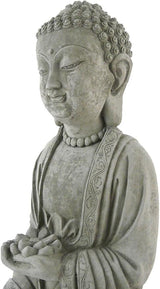 Modern Artisans Standing Shakyamuni Buddha - 24" Tall Cast Stone Garden Statue, American Made