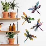 Set of 4 Colorful Dragonfly Metal Sign Art Decor,4Pcs Dragonflies Silhouette Wall Hanging Gifts for Birthday Housewarming,Dragonfly Ornament Decorate for Fence Garden Yard Patio Farmhouse Ranch