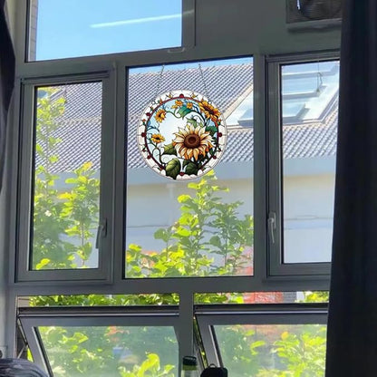5.9'' Sunflower Acrylic Window Hanging Flower Sun Catcher Decor Stained Panel Hangings Wall Art Decor Gift for Daughter,Mom,Grandma (Style D)