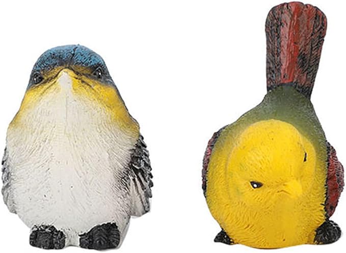 POCREATION Resin Birds Animal Figurine Decoration, 4 Pieces, Lawn Garden Ornaments for Home Courtyard Decor