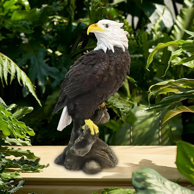 Bald Eagle Garden Statues, Outdoor Resin Sculptures, Christmas Animal Decor for Patio Porch Yard, Home Garden Desk Office Decor Art Figurine Ornament