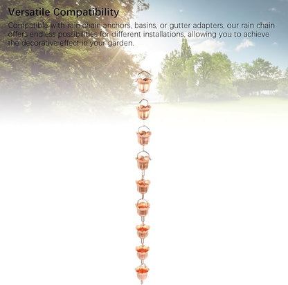 Copper Elegant Hanging Rain Chain Efficiently Manages Water for Garden and Yard (Morning Glory Shaped)