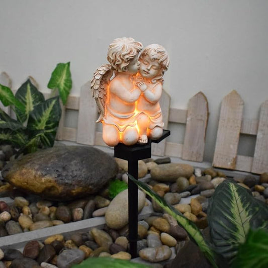 Angel Couple Solar Outdoor Garden Stakes Lighting, Multicolor, Warm White, Angel Theme, Outdoor Figurine Lights, Decoration, Outdoor Decoration, Seasonal Decoration, Housewarming, Gift-Giving