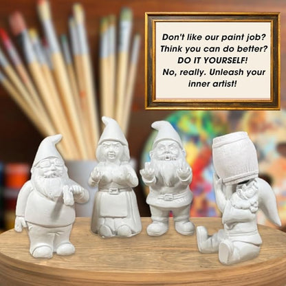 Gnometastic Gnude Mini Gnomes - Unpainted Gnome Statue, Beer 4in Tall - DIY Paint Your Own Gnome - Indoor, Outdoor Funny Garden Gnomes to Paint for Adults, Polyresin