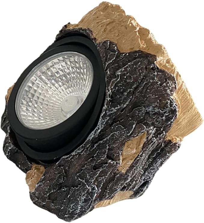 SHINEOFI Solar Walkway Lights and Solar Garden Lights Stump Shape Resin Landscape Lighting for Outdoor Patio Yard Décor Lawn Decorations