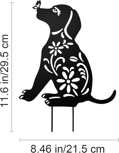 MrMrKura Metal Dog Stakes Garden Decor Stakes Black Dog Silhouette Statue for Outside Metal Dog Decorative Ornaments for Outdoor Garden Home Patio Yard Decor (1 Dog)
