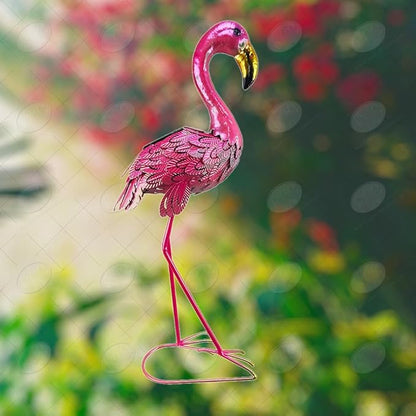 Red Carpet Studios Large Yard Art Outdoor Solar Metal Statue, Flamingo