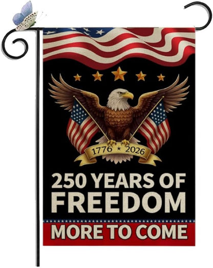 CANTENDO 250 Years USA Flag Double Sided Flax 250th Anniversary US Patriotic Eagle Design Flag Theme 1776-2026 Commemorative Outdoor Yard Decorative Flags Banner(12"x 18"）