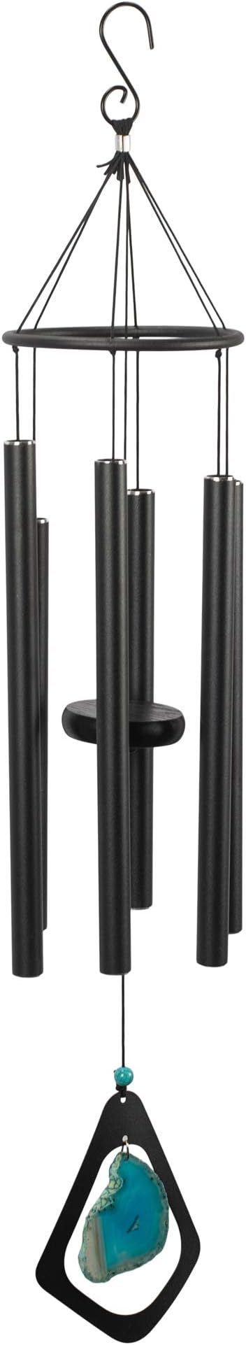 Sunset Vista Designs Azure Blue Agate Gemstone 29.5 inch Metal Decorative Outdoor Garden Wind Chime Noisemaker
