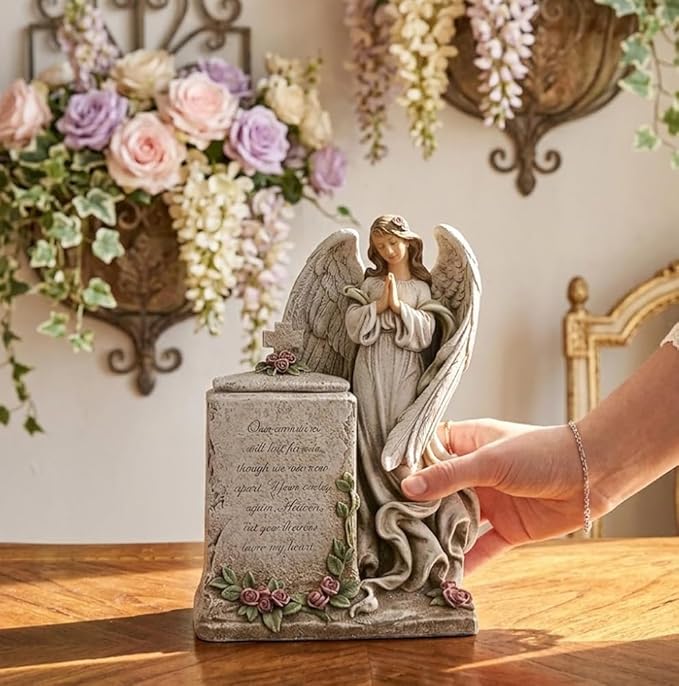 Napco Imports Praying Angel Inspirational 8 x 12 Inch Resin Decorative Bereavement Urn Box