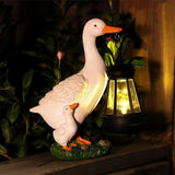 Garden Duck Statue with Solar Lantern, 7.7 Inches Resin White Duck Figurines Light Yard Art Sculpture Outdoor Decor for Patio Lawn Backyard Porch Ornaments