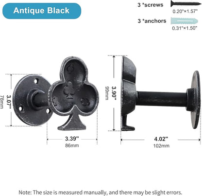 Cast Iron Outdoor Wall Hook for Garden and Patio, Antique-Style Clubs Accent Hook for Outdoor Wall Spaces (Antique Black)