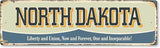 SmartSign 4 x 14 inch North Dakota State Vintage Metal Sign “Liberty And Union”, 40 mil Rustproof Aluminum with Clear Overcoat, Retro Wall Décor, Multicolor, Made in USA