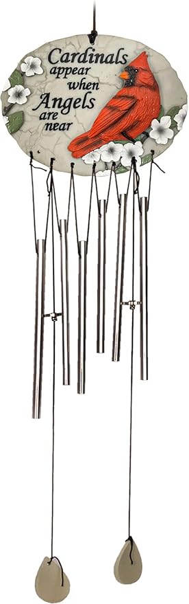 Spoontiques Cardinal and Angels Wind Chime - Outdoor Garden Décor - Decorative Chimes for Yard, Garden, Backyard and Patio Decoration