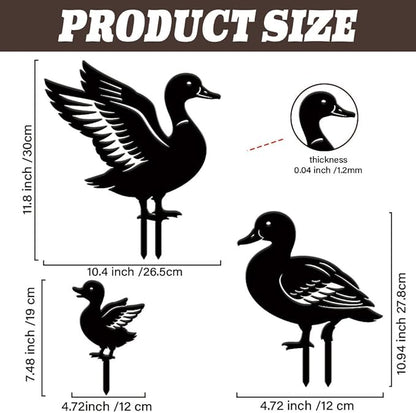 SUPERDANT 3PCS Ducks Metal Garden Yard Art Decor Black Silhouette Outdoor Iron Art Decoration Garden Stakes Statues Ornament Crafts for Backyard Parks Lawns Outdoor Spaces