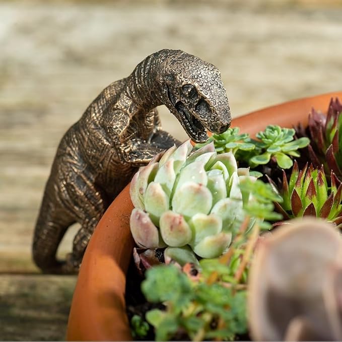 Dinosaur Flower Pot Hugger Figurines, Dinosaur Statue Planter Decor for Garden Yard Fence Balcony Home Plant Decoration Gifts
