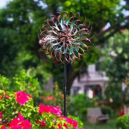 VEWOGARDEN 19" Dia Large Wind Spinner Outdoor with 6 Blades, Metal Kinetic Wind Sculptures & Spinners for Yard, Garden, Lawn Decorations