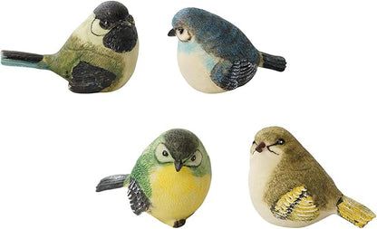4pcs Set 1:1 True Bird Statue, Cute Color Finch/Sparrow Statues, Outdoor and Indoor Decoration