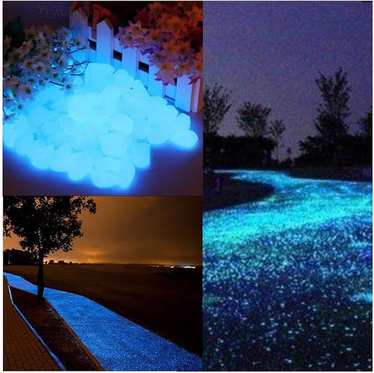 Glow in the Dark Garden Pebbles Stone for Walkway Yard and Decor DIY Decorative Gravel Stones in Blue(100PCS)