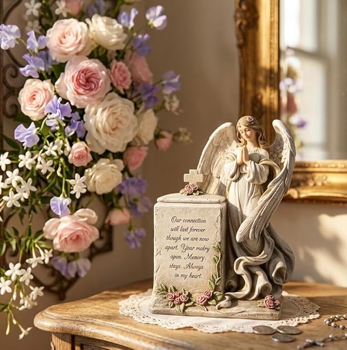 Napco Imports Praying Angel Inspirational 8 x 12 Inch Resin Decorative Bereavement Urn Box