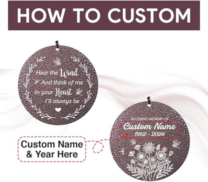 Personalized Wind Chimes, Wind Chimes for Loss of Loved Father/Mother/Lover, Commemorative Sympathy Bereavement Gifts for Condolences/Funeral, Product in USA