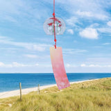 PartyKindom Japanese Glass Wind Chime - Hand-Painted Furin Bell for Outdoor Garden, Patio and Home Decor - Aesthetic Zen Hanging Ornament for Summer Festival, Cherry Blossom Pattern