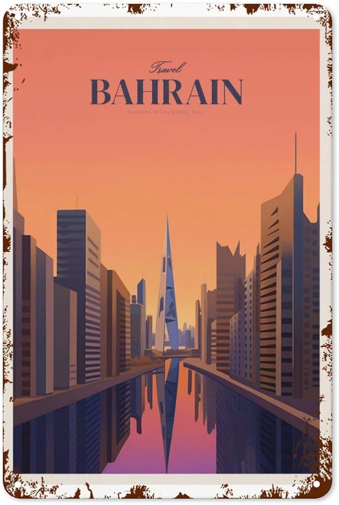 Patio Wall Decor Travel Bahrain 6 Vintage Signs Metal Bar Retro Home Wall Decor For Indoor And Outdoor Use,Happy And Funny Life Quotes 8X12inch