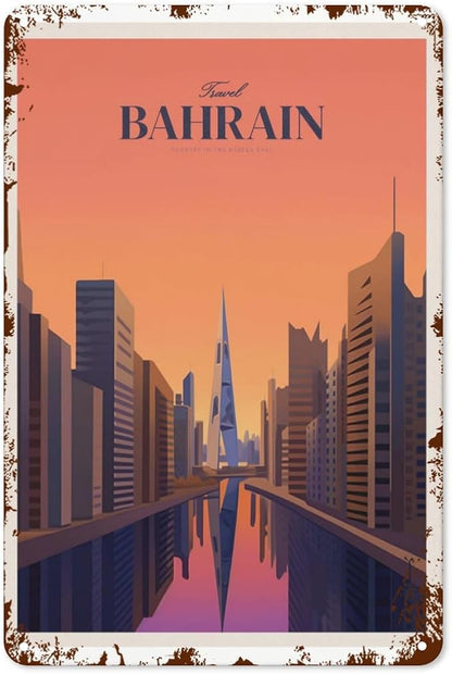 Patio Wall Decor Travel Bahrain 6 Vintage Signs Metal Bar Retro Home Wall Decor For Indoor And Outdoor Use,Happy And Funny Life Quotes 8X12inch