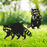 SUPERDANT 2 Pcs Metal Raccoon Garden Decor for Outside Animals Yard Stakes for Decorations Outdoor Statues Iron Art Stake Decorative Silhouette Lawn Ornament Patio Porch Farmhouse Decoration Gifts