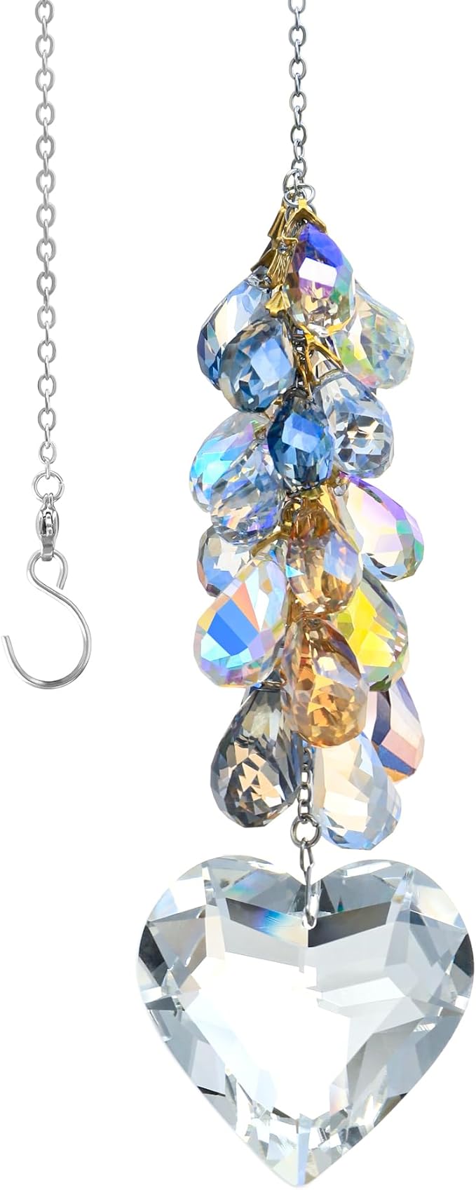 45mm Crystal Glass Heart Prisms Suncatcher Hanging Ornament Chakra Crystals Rainbow Maker with Colors Crystal Pendants for Home,Office,Garden Decoration (Heart)