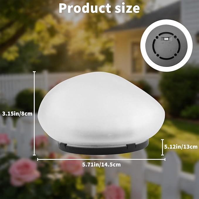 Solar Powered Outdoor Lights - Waterproof Garden Path Lighting, Pebble Shape Landscape Lights for Yard, Lawn, Patio, Walkway, White Light(1 pc)