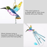 Wind Chimes Hummingbird, Garden Wind Chime for Home, Party, Festival Decor, Glass Garden Patio Yard Porch Decoration Indoor/Outside, Lifelike Hummingbird Deep Tone Style