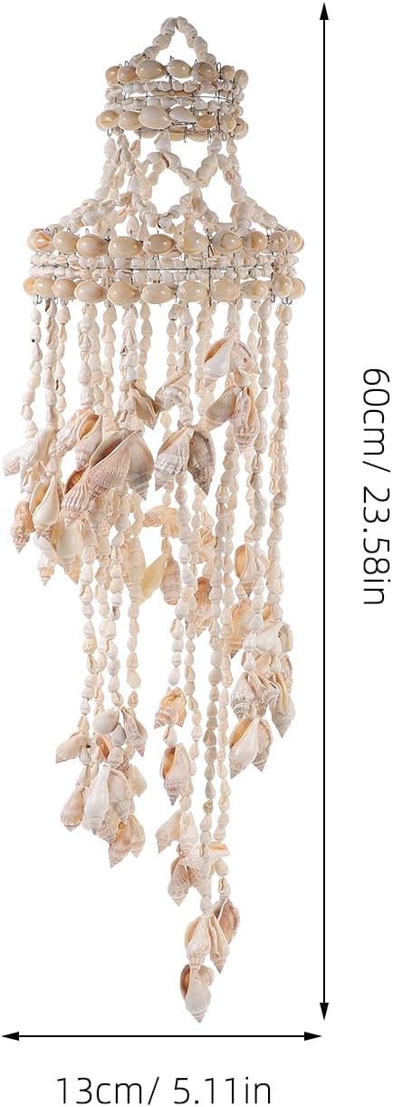Kisangel 1Pc Seashell Conch Wind Chimes, Hanging Shell Wind Chime Creative Natural Pendant for Home Decor,Random Shape (White)