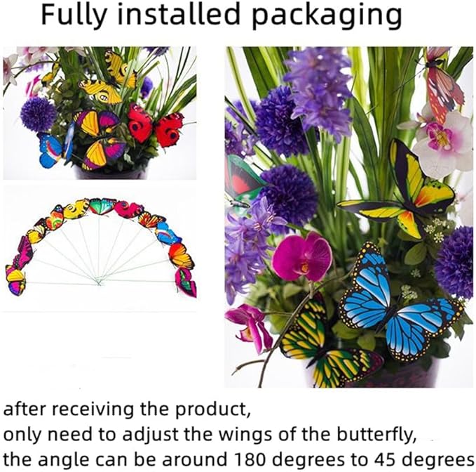 Rikyo 3D Butterfly Garden Stake Decor,10" PVC Butterfly Garden Decor for Outside,Shaking Head Artificial Butterflies for Cake Bouquet Wall Lawn Pathway Plant Pot Flower Bed Yard Decor (50, Green)