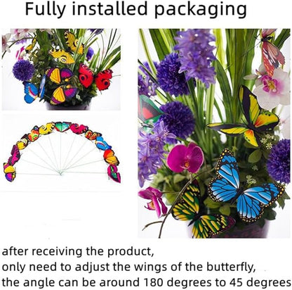 Rikyo 3D Butterfly Garden Stake Decor,10" PVC Butterfly Garden Decor for Outside,Shaking Head Artificial Butterflies for Cake Bouquet Wall Lawn Pathway Plant Pot Flower Bed Yard Decor (50, Green)