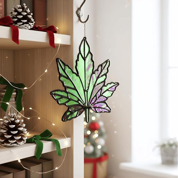 Leaf Handmade Resin Suncatchers, Artisan Boho Sun Catcher Stained Glass Effect Window Hanging Garden Decor, Gift for Mother's Day Mom Grandma Wife Women