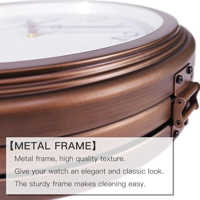BESTIME 66264A 16-Inch Double Sided Metal Wall Clock with Antique Red Copper.Sturdy Frame,Easy Read,Garden,Home Décor,Indoor,Outdoor,Farmhouse,Yard,Station,Office,Photography Props.