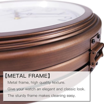 BESTIME 66264A 16-Inch Double Sided Metal Wall Clock with Antique Red Copper.Sturdy Frame,Easy Read,Garden,Home Décor,Indoor,Outdoor,Farmhouse,Yard,Station,Office,Photography Props.
