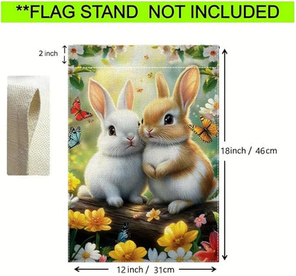 Spring Summer Flowers Butterfly Bunny Garden Flags for Outside 12x18 Double Sided, Small Burlap Seasonal Farmhouse Yard Flag Spring Decorations Outdoor Decor for Lawn Porch Patio Walkway
